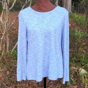 LOFT Outlet Heathered Gray Twist Open Back Keyhole Feature Round Neckline Long S